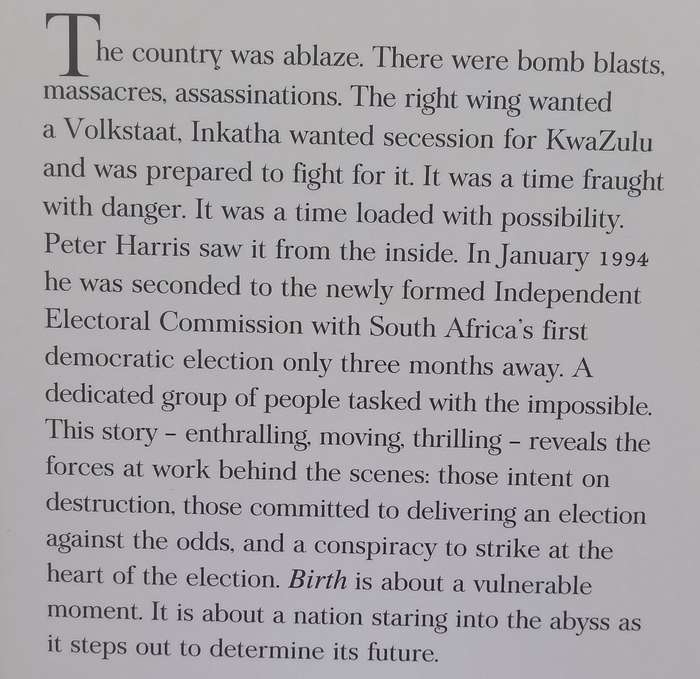 Birth: The Conspiracy to Stop the 94 Elections (Inscribed by Author) | Peter Harris