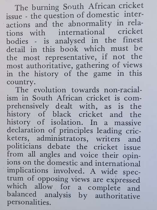 Cricket in Isolation: The Politics of Race and Cricket in South Africa (Limited Edition, Signed b...