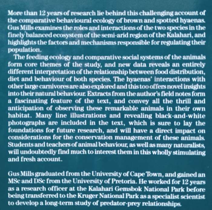 Kalahari Hyaenas: The Comparative Behavioral Ecology of Two Species | M. G. L. Mills