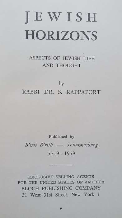 Jewish Horizons: Aspects of Jewish Life and Thought | Rabbi Dr. S. Rappaport