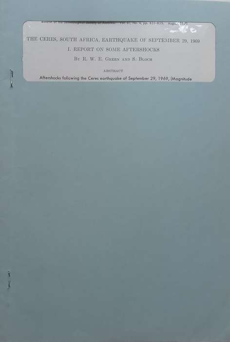The Ceres, South Africa, Earthquake of September 29, 1969: Report on Some Aftershocks | R. W. E. ...