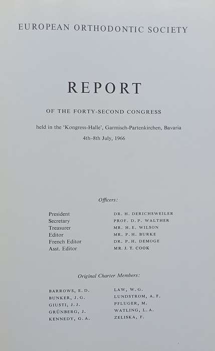 European Orthodontic Society Report of the 42nd Congress (1966) | Various Authors
