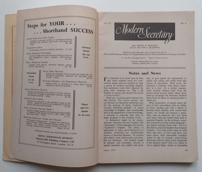 Modern Secretary (7 Issues, 1956-1957)