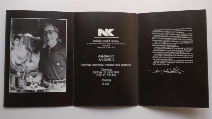 Armando Baldinelli: Paintings, Drawings, Mosiacs and Sculptures (Invitation to the Exhibition)