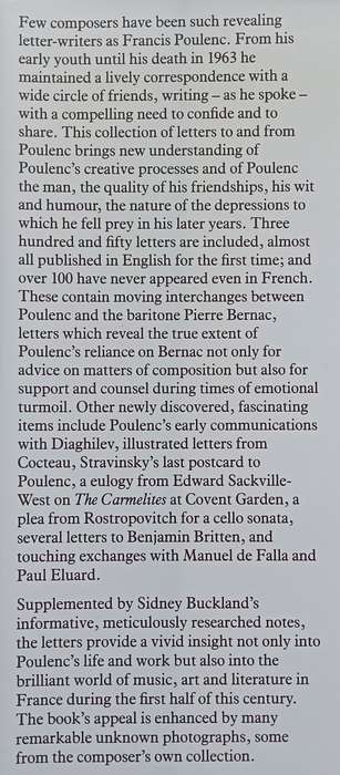 Francis Poulenc: Selected Correspondence, 1915-1963 | Sidney Buckland (Ed. and Transl.)