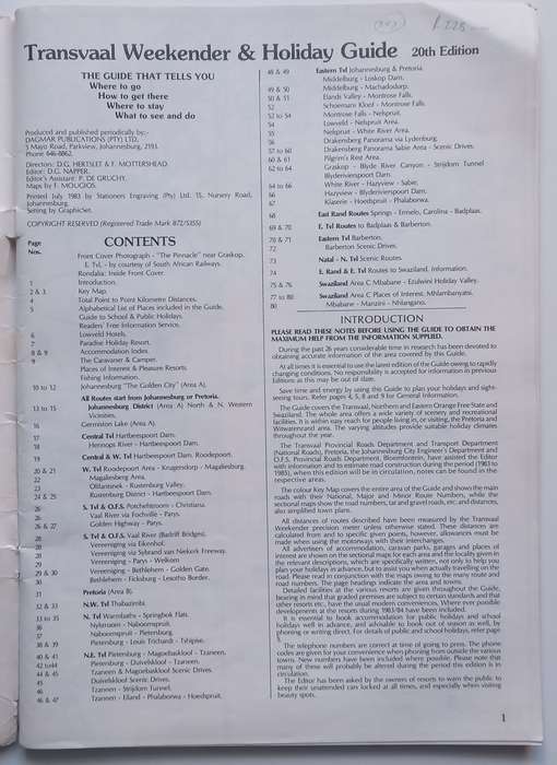 Transvaal Weekender & Holiday Guide - 1983