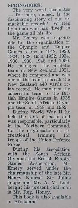 Springboks of the Olympiad (Inscribed by Author) | Ira G. Emery