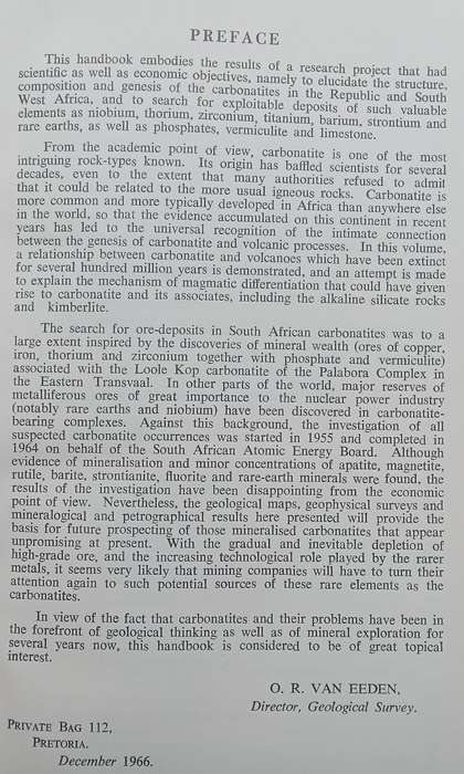 The Carbonatites of South Africa and South West Africa | W. J. Verwoerd