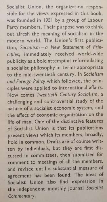 Twentieth Century Socialism: The Economy of To-morrow (Published 1956) | The Socialist Union