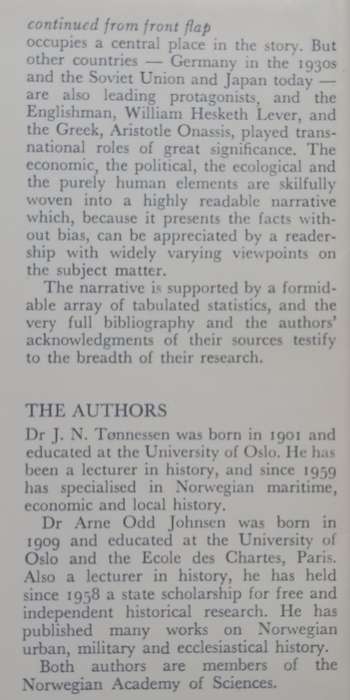 The History of Modern Whaling | J. N. Tonnessen & A. O. Johnsen