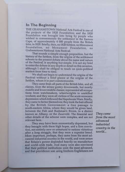 The Origins of the Grahamstown Festival (Dugmore Memorial Lecture 1990) | Guy Butler