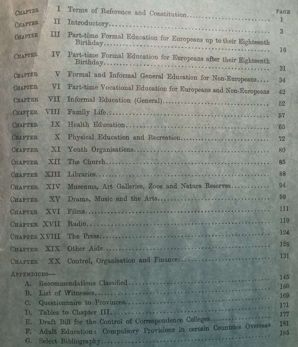 Adult Education in South Africa, Being a Report by a Committee of Enquiry Appointed by the Minist...