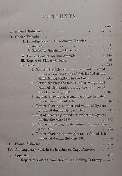 Cape of Good Hope Report of the Marine Biologist for the Year 1898