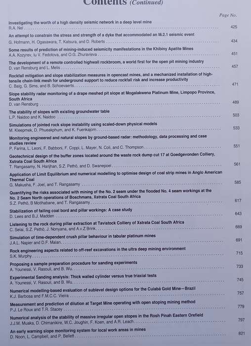 Southern Hemisphere International Rock Mechanics Symposium 2012 (Incorporating the Southern Afric...