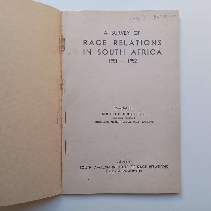 A Survey of Race Relations in South Africa, 1951-1952 | Muriel Horrell