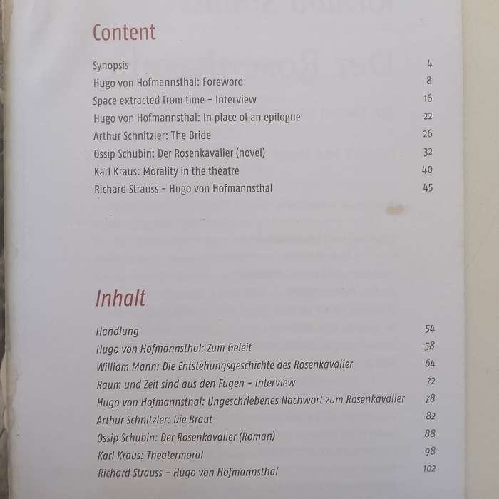 Richard Strauss: Der Rosenkavalier (Programme, English/German Text)