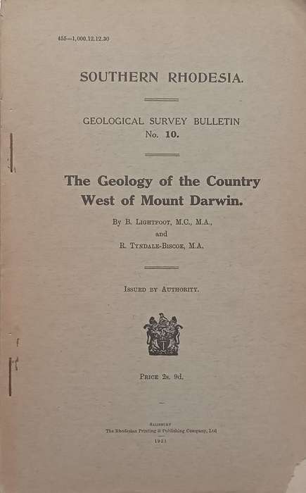 The Geology of the Country West of Mount Darwin | B. Lightfoot & R. Tyndale-Biscoe