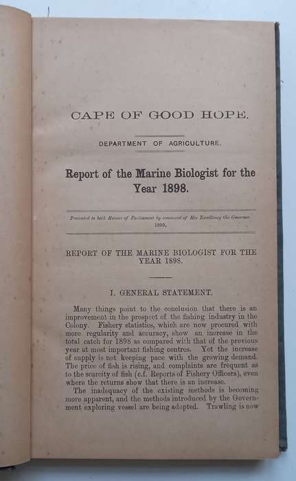 Cape of Good Hope Report of the Marine Biologist for the Year 1898
