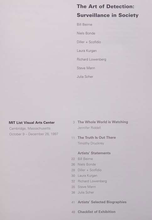 The Art of Detection: Surveillance in Society (Brochure to Accompany the Exhibition)