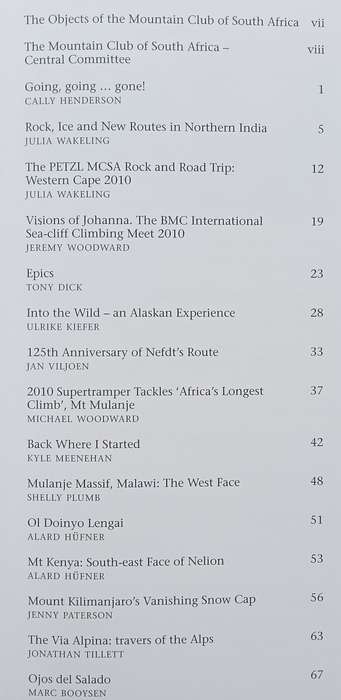 The Journal of the Mountain Club of South Africa (No. 113, 2010)