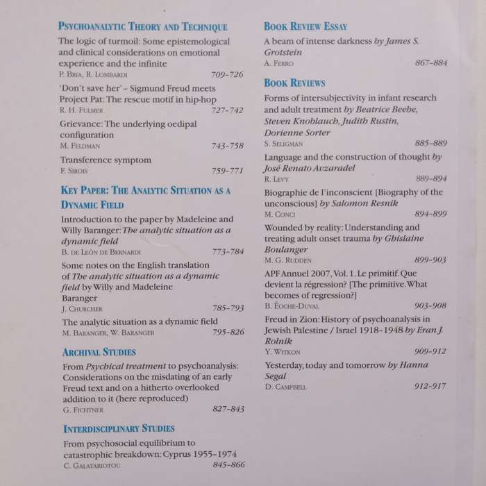 The International Journal of Psychoanalysis (Vol. 89, No. 4, August 2008)