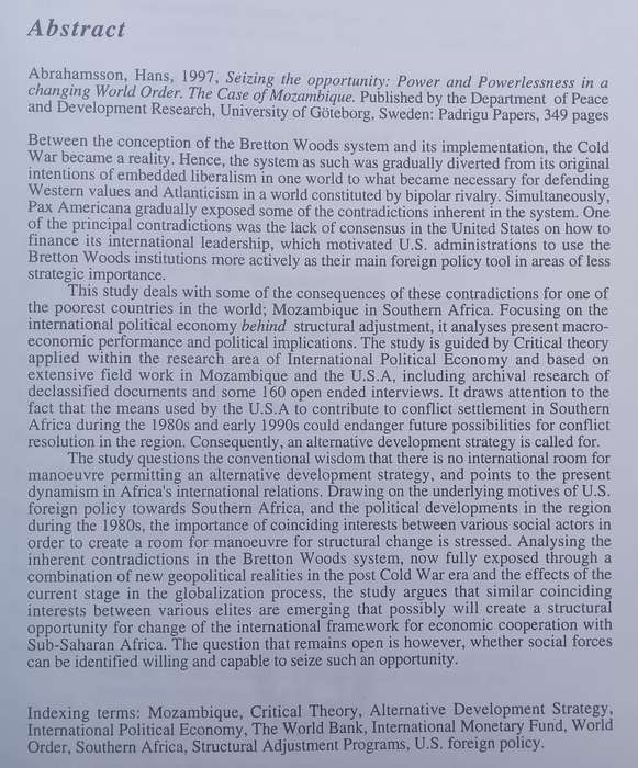 Seizing the Opportunity: Power and Powerlessness in a Changing World, The Case of Mozambique | Ha...