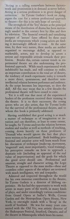 Acting | Tyrone Guthrie