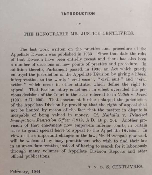 Practice and Procedure in the Appellate Division of the Supreme Court of South Africa (Published ...