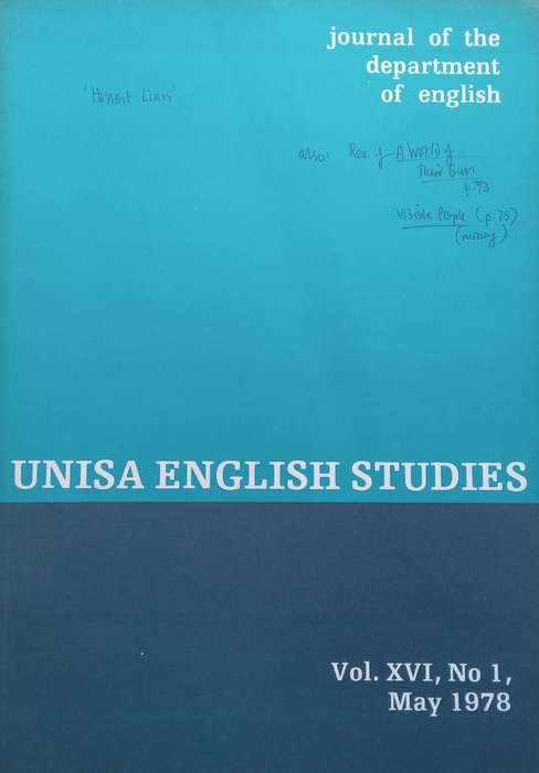 UNISA English Studies (Vol. XVI, No. 1)