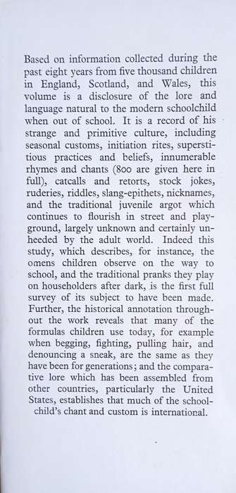 The Lore and Language of Schoolchildren | Iona and Peter Opie