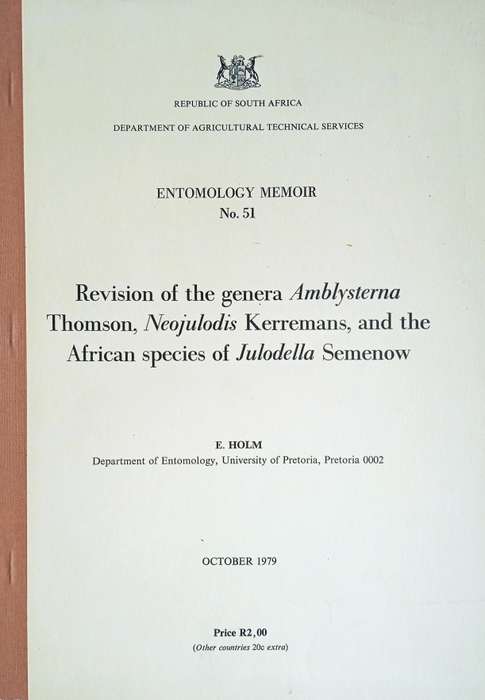 Revision of the Genera Amblysterna Thomson, Neojulodis Kerremans, and the African Species of Julo...