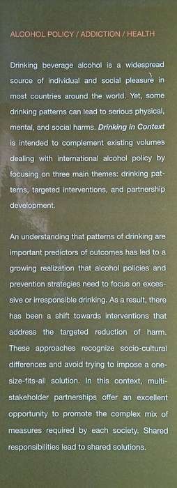 Drinking in Context. Patterns, Interventions, and Partnerships | Gerry Stimson, Marcus Grant, Mar...