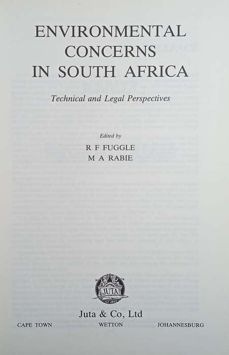 Environmental Concerns in South Africa: Technical and Legal Perspectives | R.F. Fuggle and M.A. R...