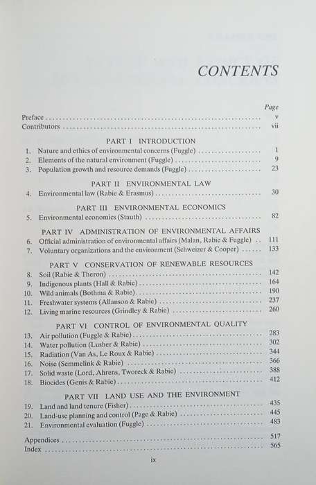Environmental Concerns in South Africa: Technical and Legal Perspectives | R.F. Fuggle and M.A. R...