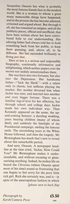 Jacqueline Bouvier Kennedy Onassis | Stephen Birmingham