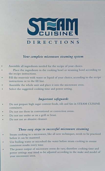 Steam Cuisine Recipe Book | Ina Paarman
