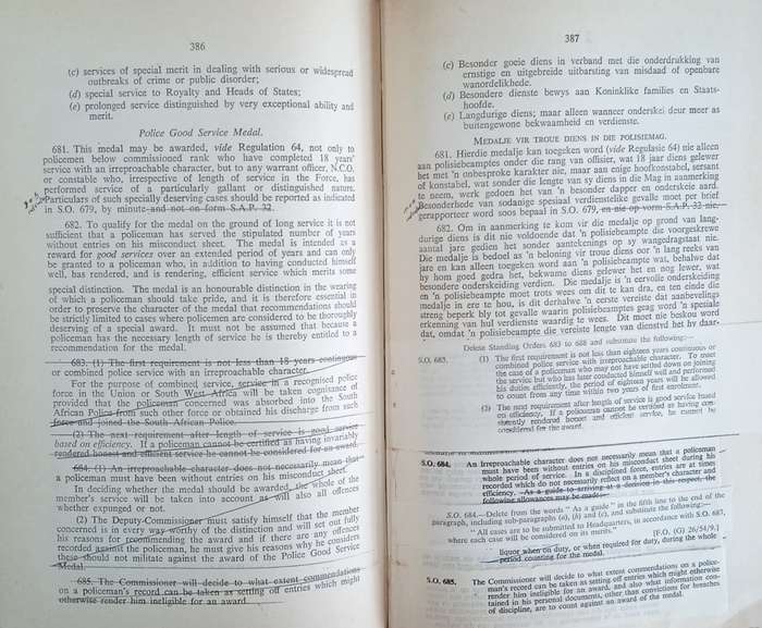 South African Police Standing Orders / Suid-Afrikaanse Polisie Staande Orders [English/Afrikaans]