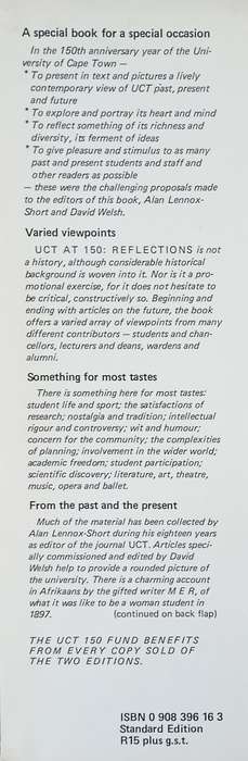 UCT at 150: Reflections | Alan Lennox-Short & David Welsh (eds.)