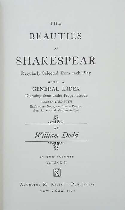 Eighteenth Century Shakespeare No. 9: The Beauties of Shakespear, Vol. 2 | William Dodd