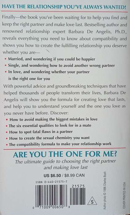 Are You the One For Me? Knowing Who's Right & Avoiding Who's Wrong | Barbara De Angelis