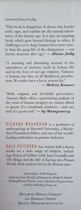 Demonic Males: Apes and the Origins of Human Violence | Richard Wrangham and Dale Peterson