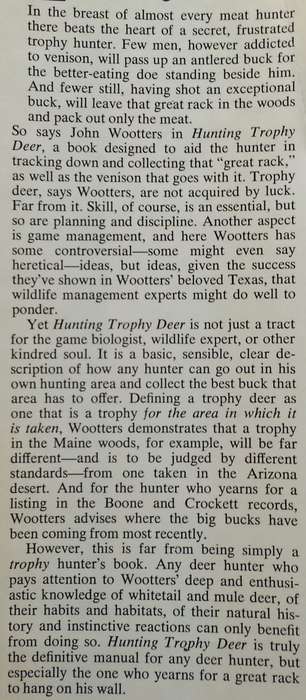 Hunting Trophy Deer (Inscribed by Author) | John Wootters