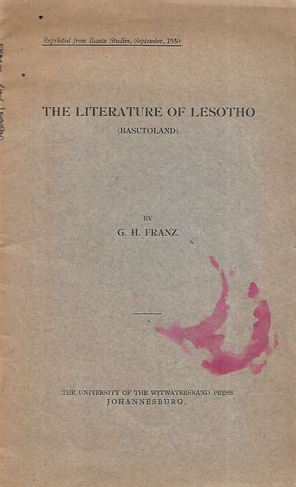The Literature of Lesotho (Basutoland) | G. H. Franz