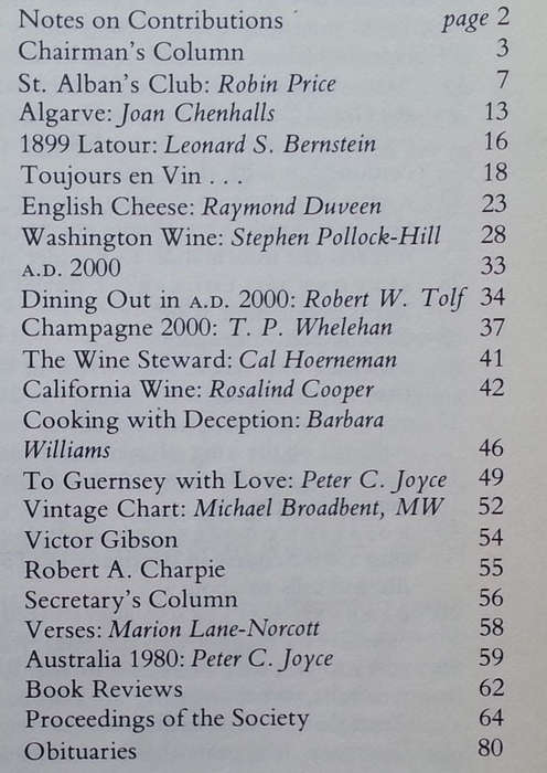 The Journal of the International Wine & Food Society (Vol. 6, No. 1)