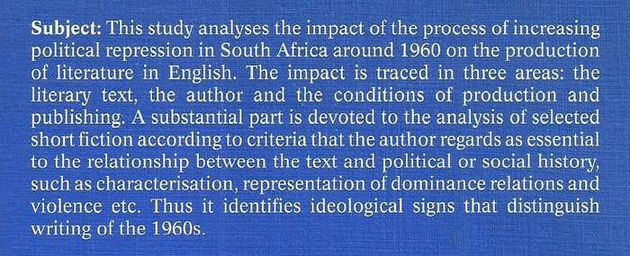 Literature in Time With History: South African Literature in English and Political Change in the ...