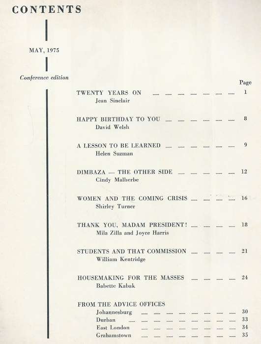 The Black Sash Magazine (Vol. 18, No. 1, May. 1975)