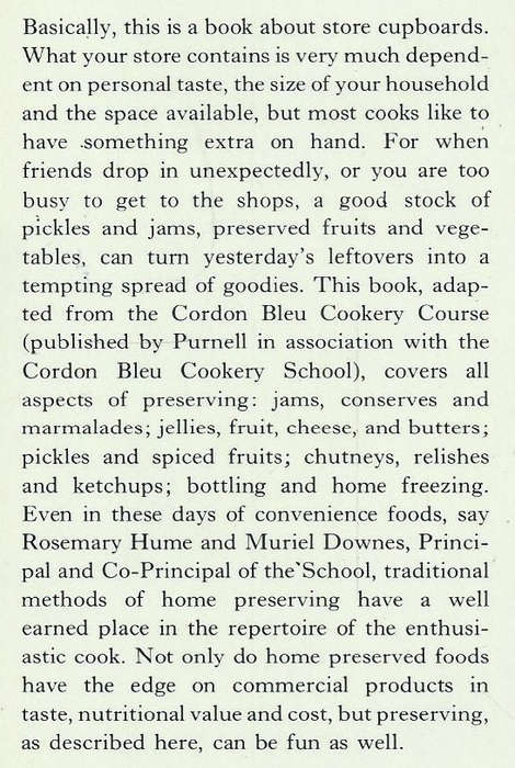 Cordon Bleu: Preserving (Jams, Preserves, Pickles and Home-Freezing)