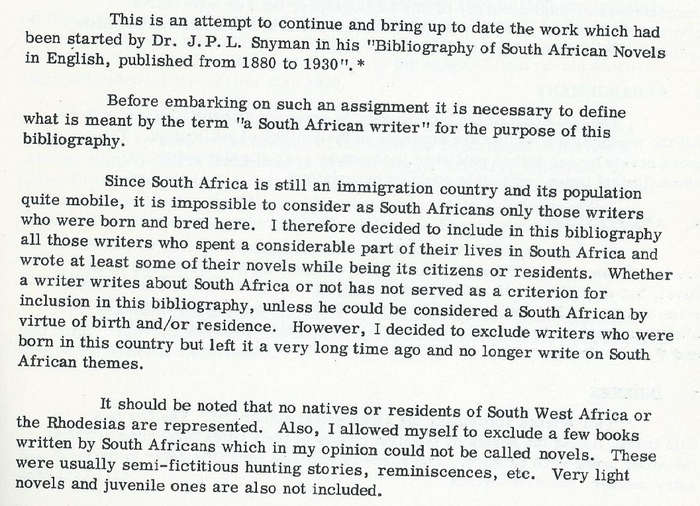 A Bibliography of South African English Novels, 1930-1960 | Aviva Astrinsky