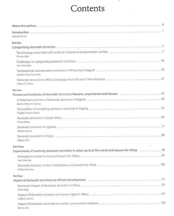 Domestic Terrorism in Africa: Defining, Addressing and Understanding Its Impact on Human Security...