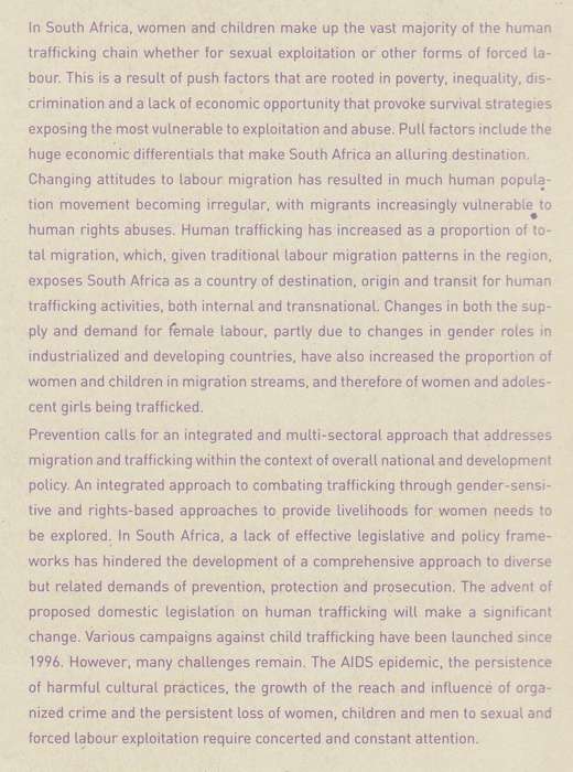Human Trafficking in South Africa: Root Causes and Recommendations